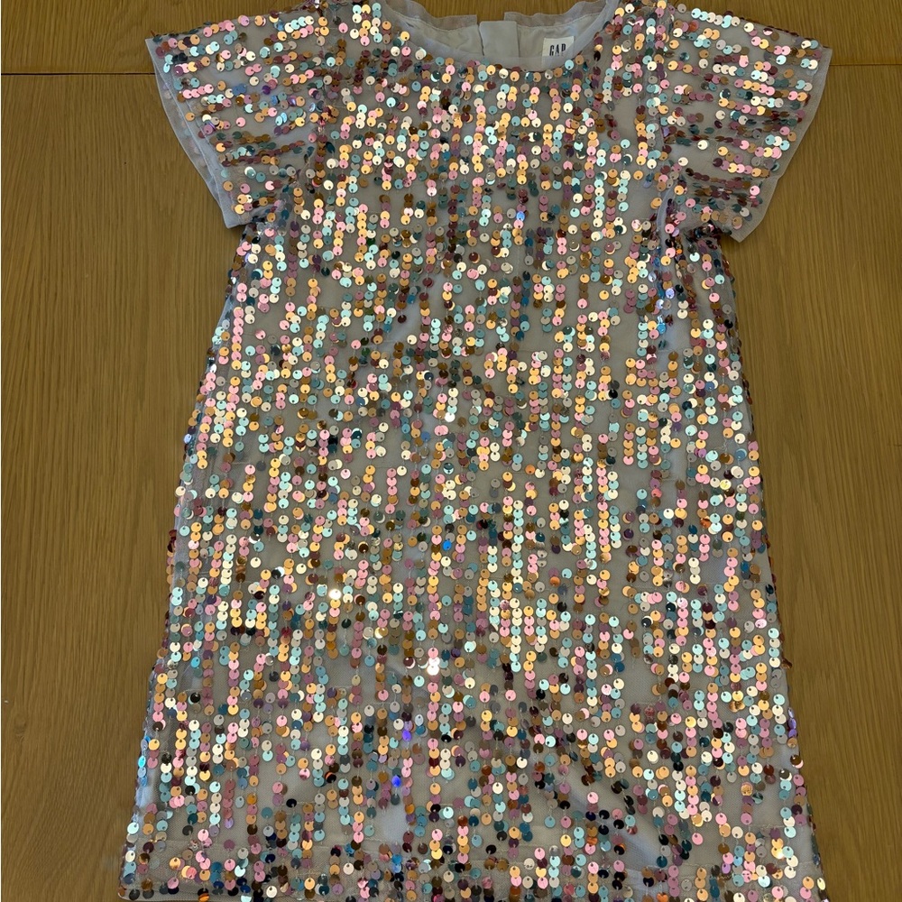 GAP kids Multicolor Sequin Short Sleeve Dress